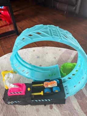Looping Monster Truck Race Track Playset - Blue & Green
